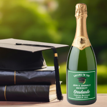 Green White Graduate Custom 2024 Graduation Party Sparkling Wine Label by epicdesigns at Zazzle