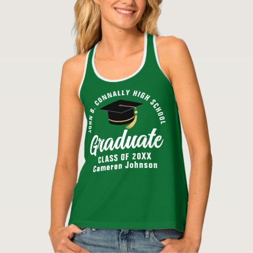Green White Graduate Custom 2024 Graduation Tank Top