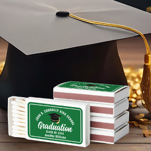 Green White Graduate Customized Graduation Party Matchboxes