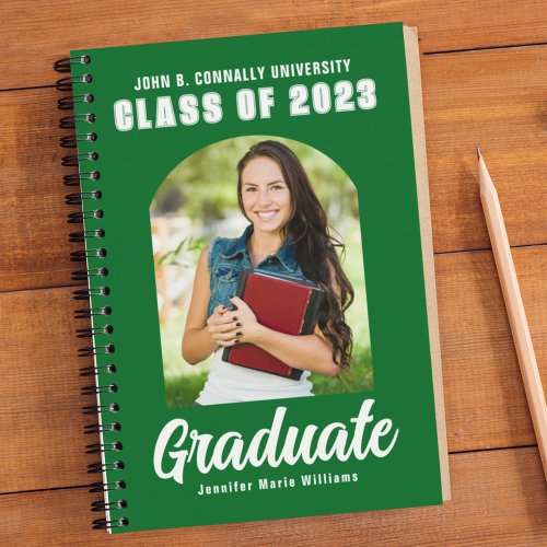 Green White Graduate Modern Arch 2023 Graduation Notebook