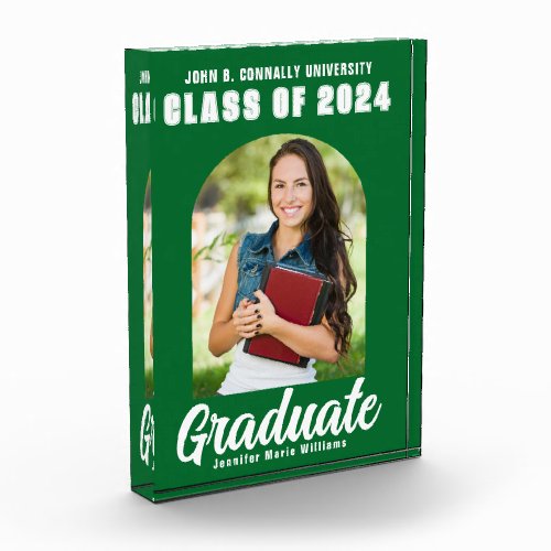 Green White Graduate Modern Arch 2024 Graduation Photo Block
