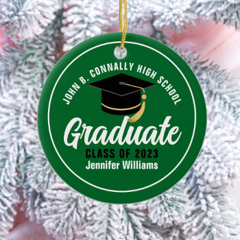 Green White Graduate Modern Custom 2024 Graduation Ceramic Ornament by epicdesigns at Zazzle