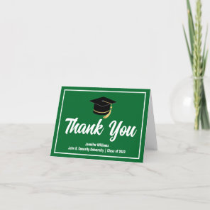 Green White Graduate Personalized 2024 Graduation Thank You Card