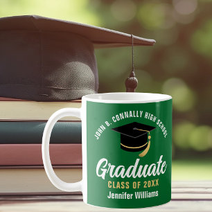 Green White Graduate Personalized Graduation Coffee Mug