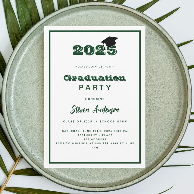 Green white Graduation Party 2026 Invitation (Creator Uploaded)