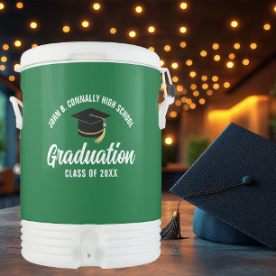Green White Graduation Party Customized Beverage Cooler