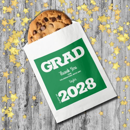 Green White Graduation Party Favor Bag