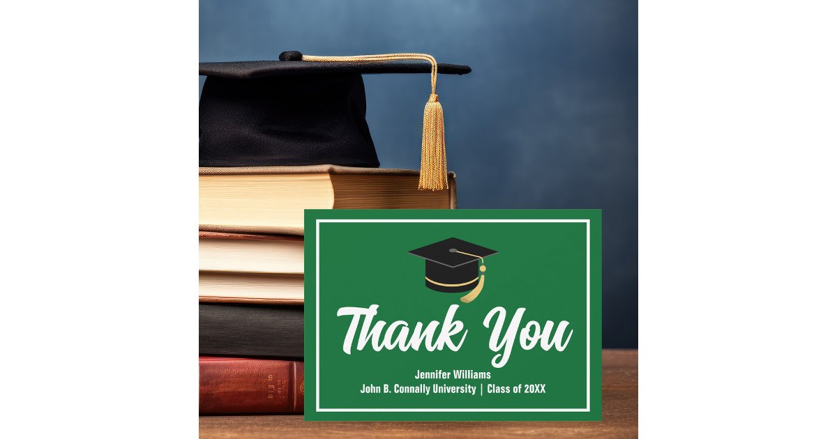 Green White Graduation Personalized Graduate Thank You Card | Zazzle