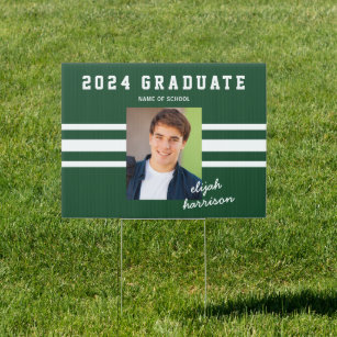 Green & White Graduation Sign with Custom Photo