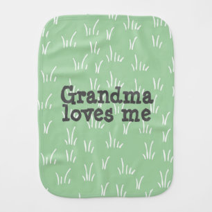 Green White Grandma Loves Me Burp Cloth