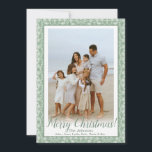 Green & White Grandmillenial Custom Photo Holiday Card<br><div class="desc">Add your photos to the front & back of this card,  change wording and more!</div>