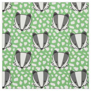 Green White Gray - Badger Pattern Fabric
