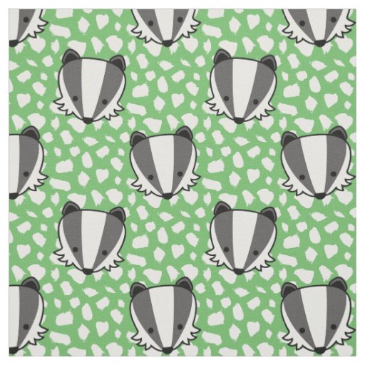 Green White Gray - Badger Pattern Fabric