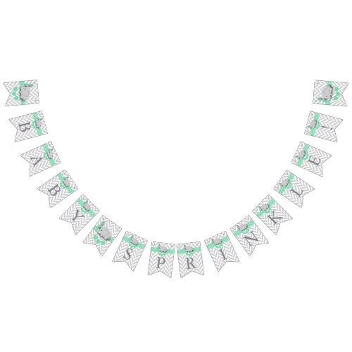Green White Gray Elephant Baby Sprinkle Bunting Flags