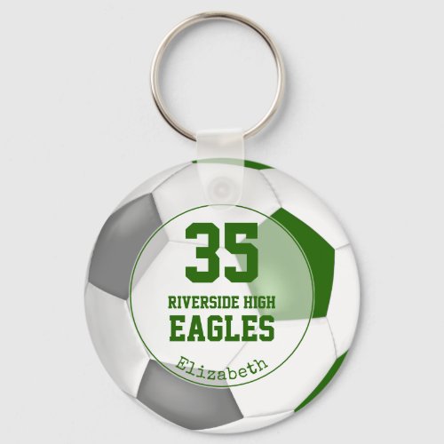 green white gray girls soccer team spirit keychain