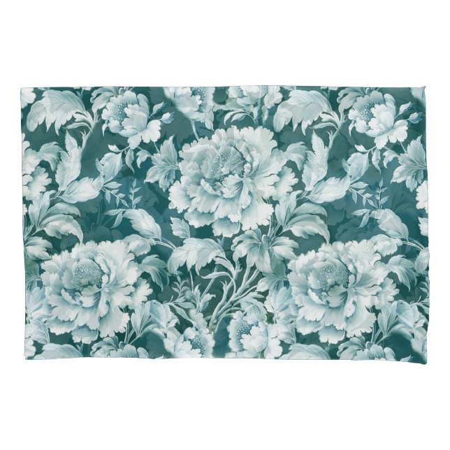 Green white/green repeat rose pattern  pillow case (Front)