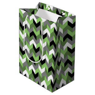 Green, White, Grey and Black Chevron Arrow Medium Gift Bag