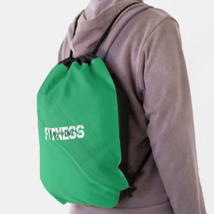 Green White Gym Yoga Workout Drawstring Bag