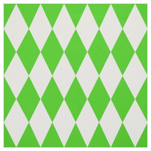 Green White Harlequin Diamonds Checkers Design  Fabric