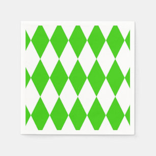 Green White Harlequin Diamonds Checkers Design Napkins