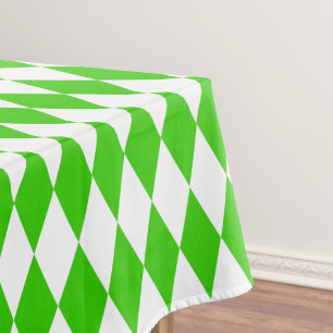 Green White Harlequin Diamonds Checkers Design  Tablecloth