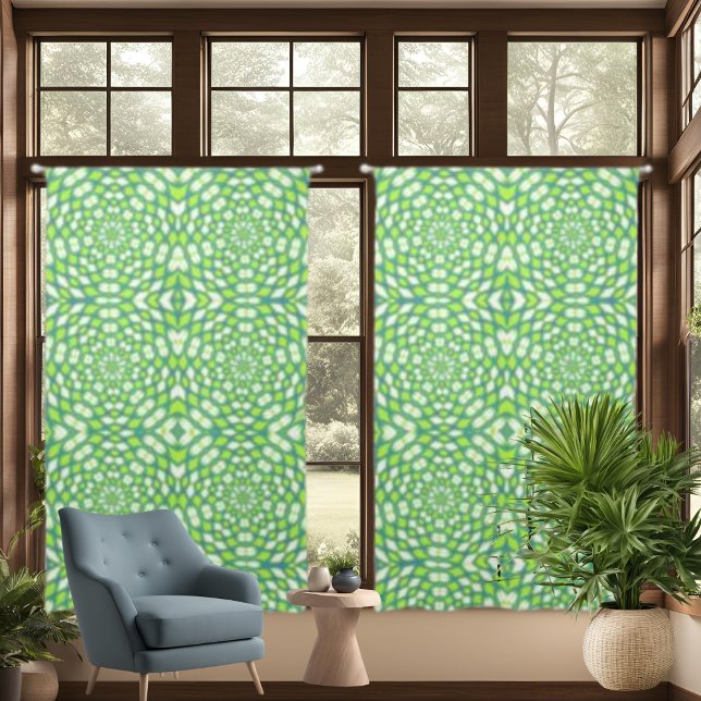 Green White Hawaiian Pattern Drapes Curtains (Green White Hawaiian Pattern Drapes Curtains)