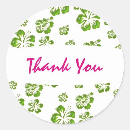Green  White Hibiscus Flower Floral Party Sticker