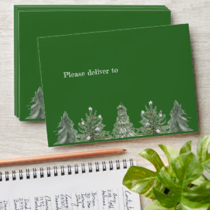 Green White Holiday Merry Christmas Return Address Envelope