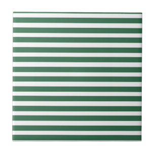 Green White Horizontal Stripe Pattern Ceramic Tile