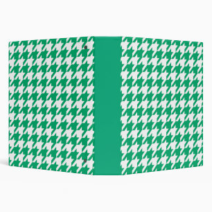 Green White Houndstooth Check 3 Ring Binder