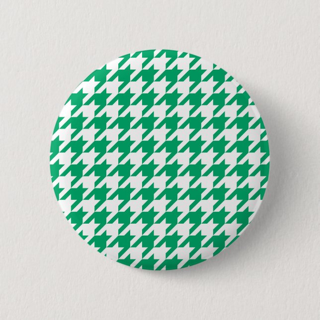 Green White Houndstooth Check Button (Front)