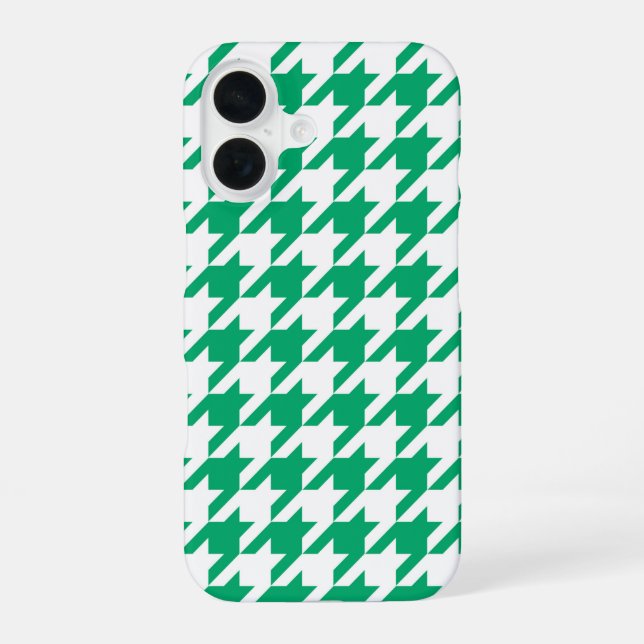 Green White Houndstooth Check Iphone Case (Back)