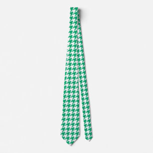 Green White Houndstooth Check Neck Tie