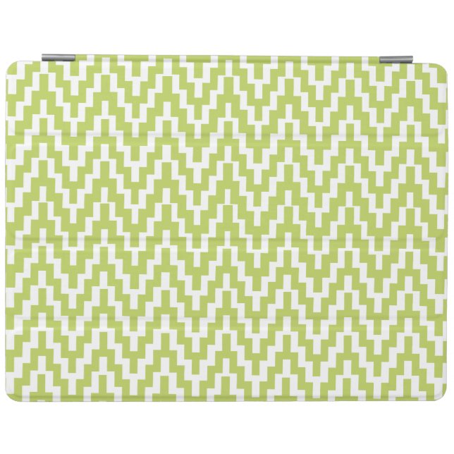Green White Ikat Chevron Zig Zag Stripes Pattern iPad Smart Cover (Horizontal)