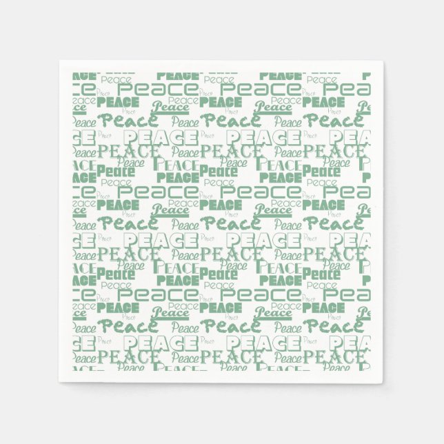 Green White Inspirational Peace  Napkins (Front)
