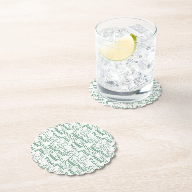 Green White Inspirational Peace  Paper Coaster (Insitu)