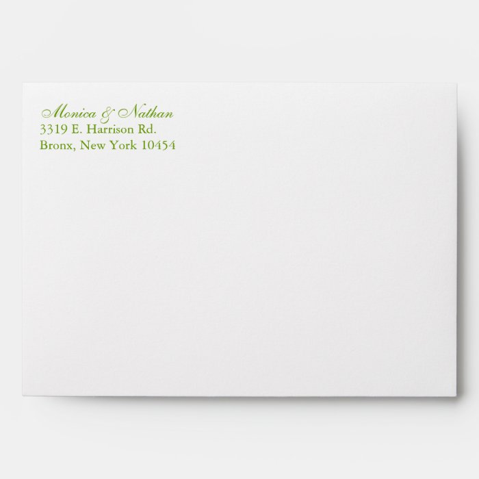 Green + White Irish Wedding Invitation A7 Envelope
