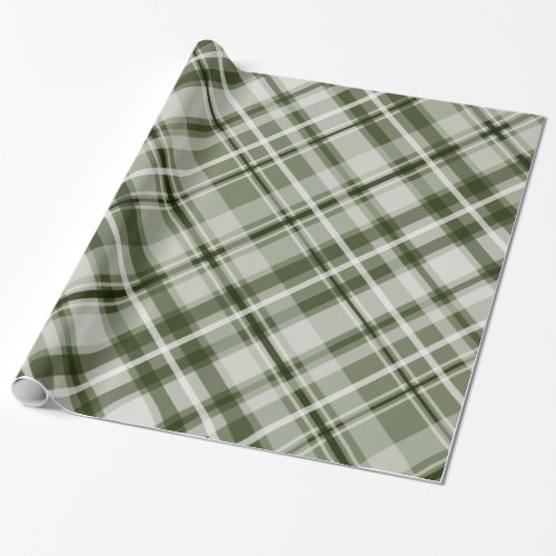 green white jade masculine plaid wrapping paper