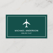 Green White Jet Aircraft Airplane Airline Pilot Business Card at Zazzle