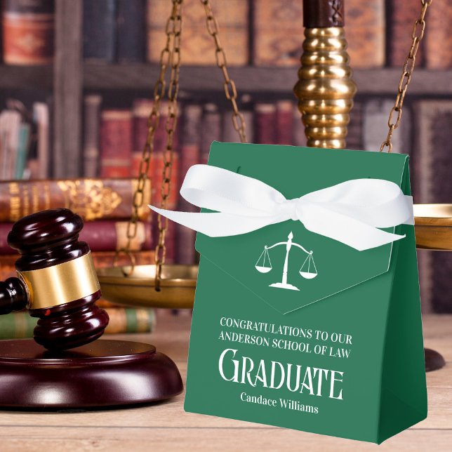 Green White Law School Custom Graduation Party Favor Boxes (Creator Uploaded)