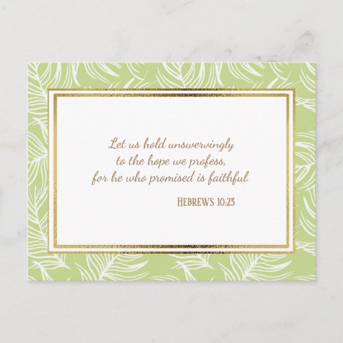 Green White Leaves Christian Bible Verse Postcard