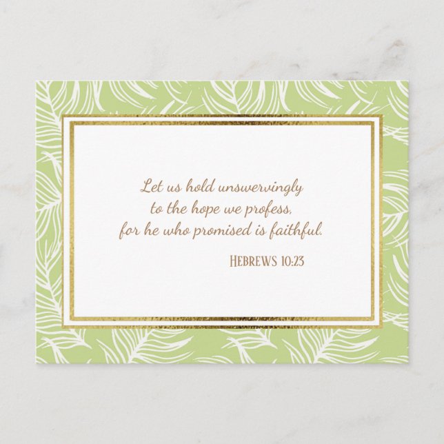 Green White Leaves Christian Bible Verse Postcard (Front)