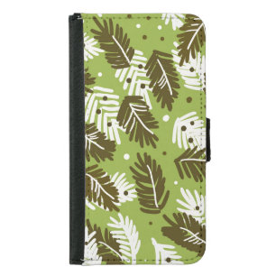 Green White Leaves: Coniferous Pattern Samsung Galaxy S5 Wallet Case