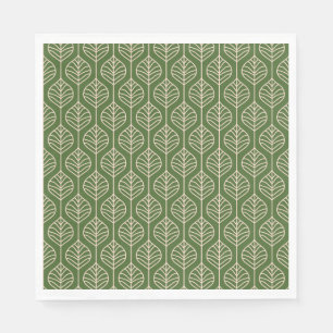 Green & White Leaves Woodland Leaf Nature Party Napkins