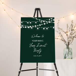 Green & White Lights Event Party Welcome Sign
