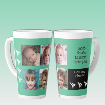 Green White Love Being A Grandad With Photos Latte Mug by LynnroseDesigns at Zazzle
