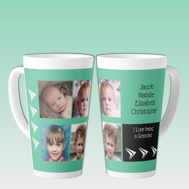 Green white love being a Grandad with photos Latte Mug (Creator Uploaded)