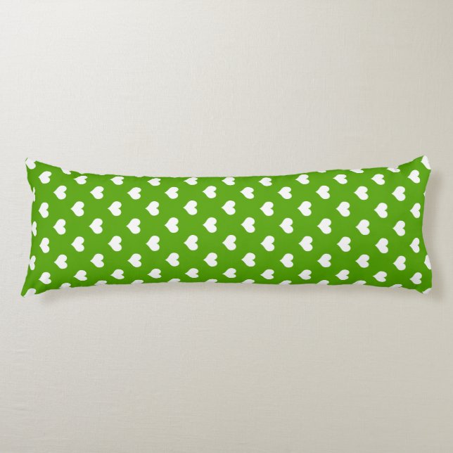 Green White Love Heart Pattern Design  Body Pillow (Front)