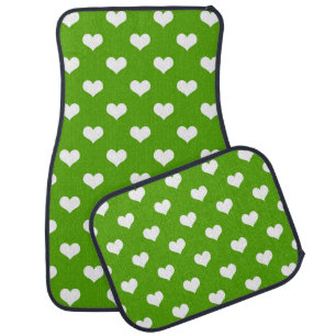 Green White Love Heart Pattern Design  Car Floor Mat