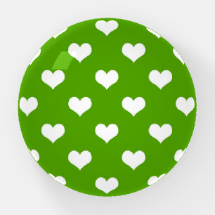 Green White Love Heart Pattern Design Paperweight